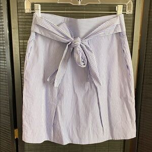 J. Crew Blue White stripes Above Knee-Length A-Line Skirt with Tie Front
